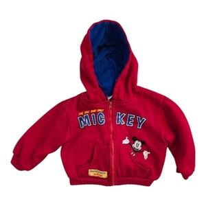 Vintage Y2k 2000s Disney Red Blue Mickey Mouse Zip Up Hoodie